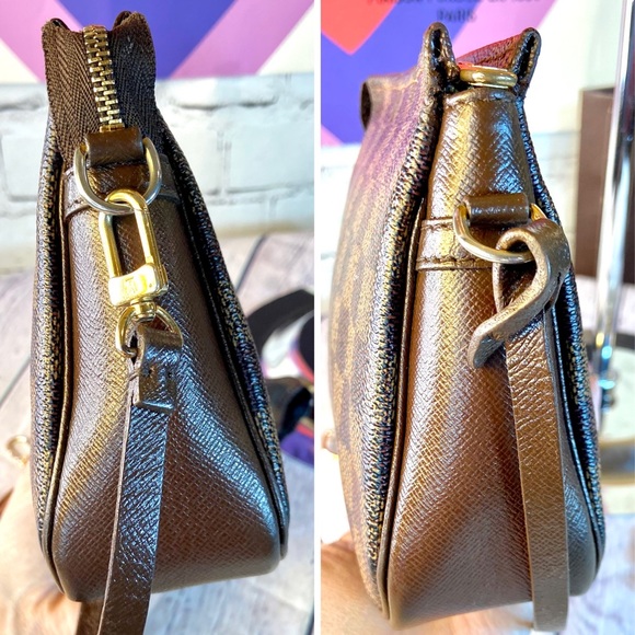 Louis Vuitton Damier Ebene cosmetic Trousse pouch Crossbody bag charm keychain - Picture 7 of 16